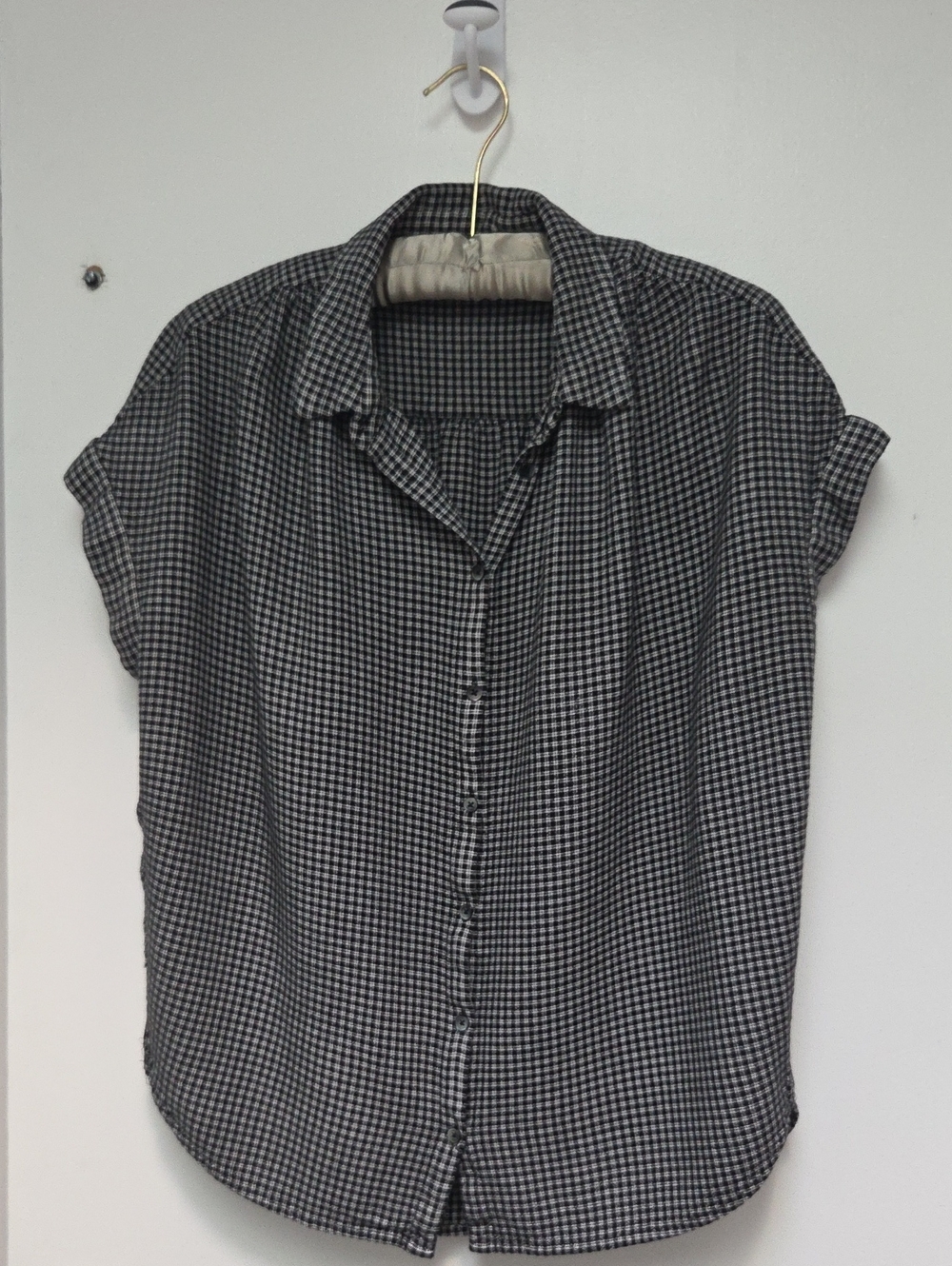 Madewell Black and White Gingham Short-Sleeve Button-Down Shirt